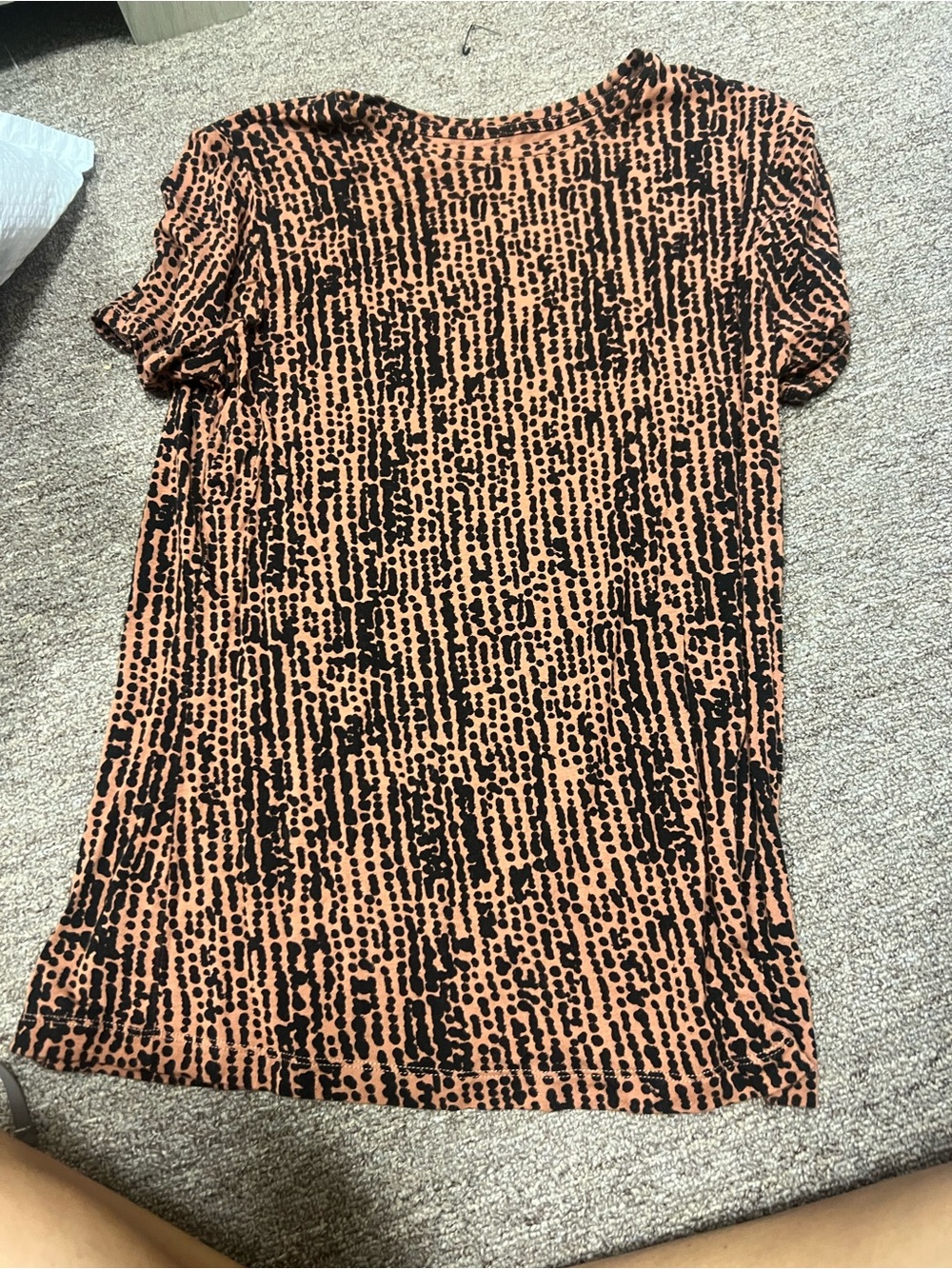 Nine West Black and Tan Abstract Dot Print Short Sleeve Top